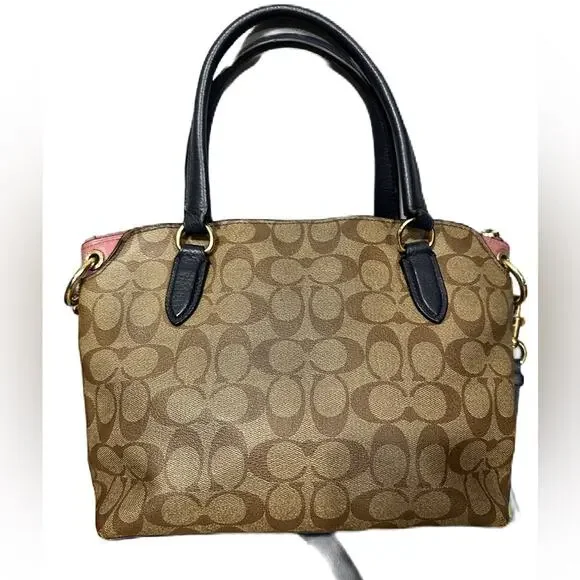 COACH Remi Navy Brown Signature Satchel Saddle Crossbody Bag MRSP $398 - Picture 4 of 15